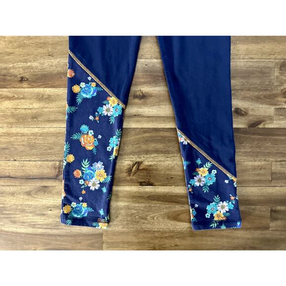 Matilda Jane Run Choose Your Own Path Experiments Blue Knit Floral Leggings 10 - Picture 5 of 7